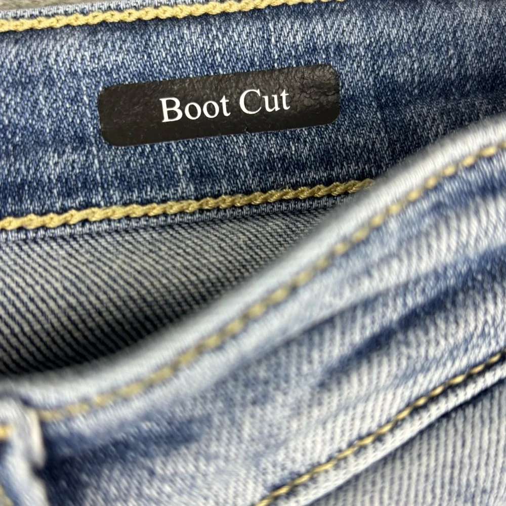 Judy Blue Jeans Womens 15 (36X32 ) Blue Bootcut  Medium Wash Stretch‎ Distressed